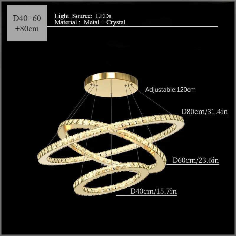 Modern Crystal Ceiling Chandelier Pendant Light for Home Decor Bedroom Living Room