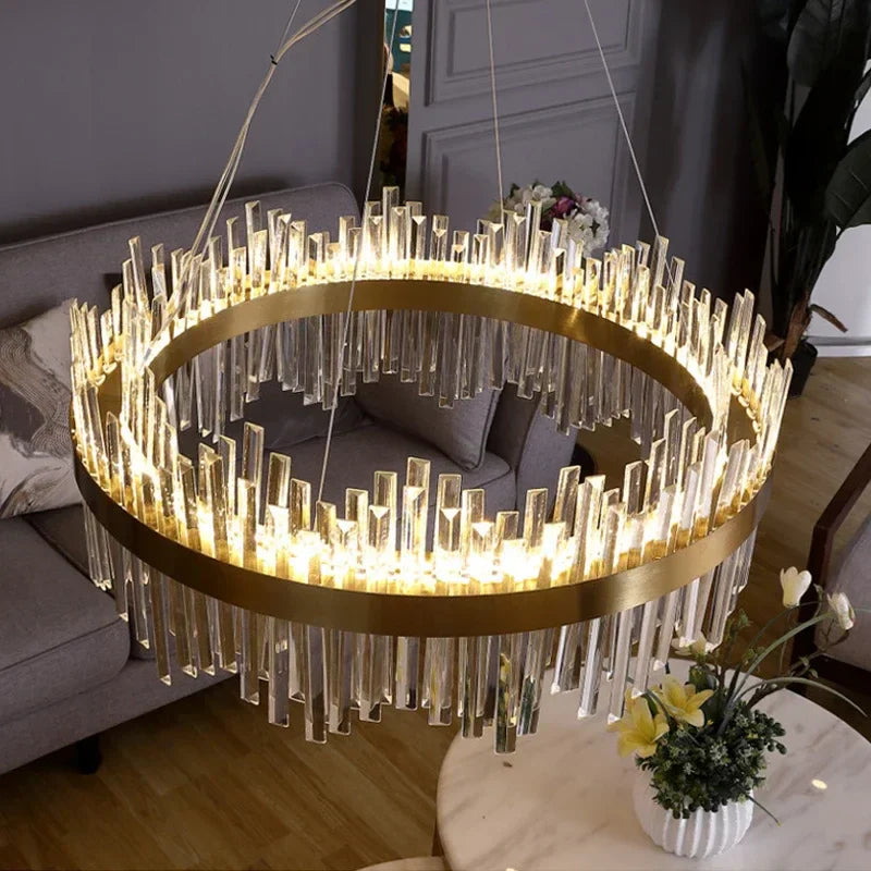 Shiny Crystal Chandelier Dimmable LED Luxury Ceiling Light