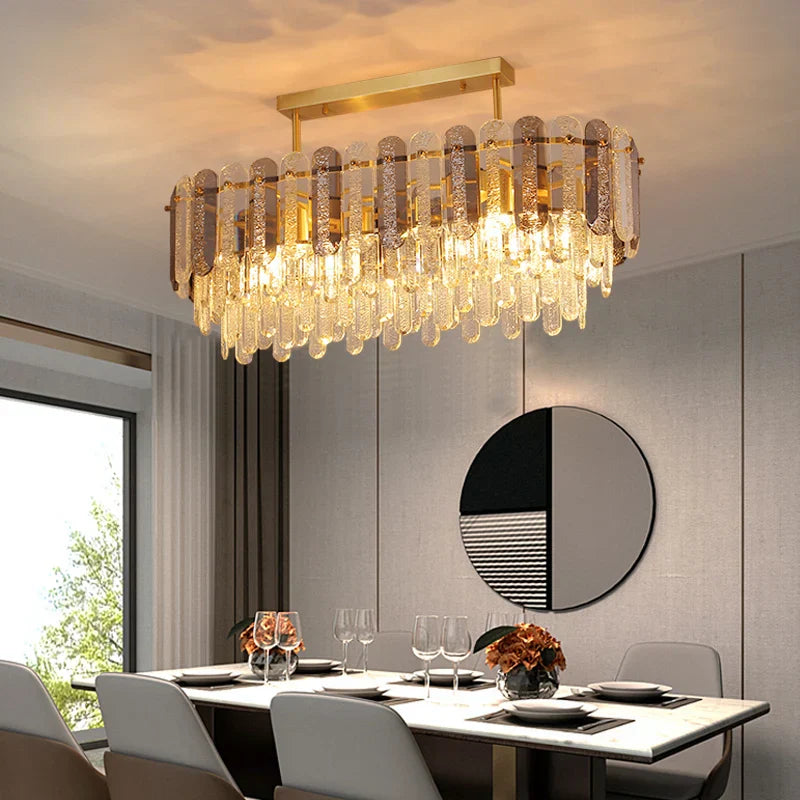 Luxury Copper Crystal Chandelier Light for Living Room and Bedroom