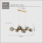 Black Gold Molecule Glass Ball Chandelier Modern Loft Lamp Living Room Kitchen Island Light