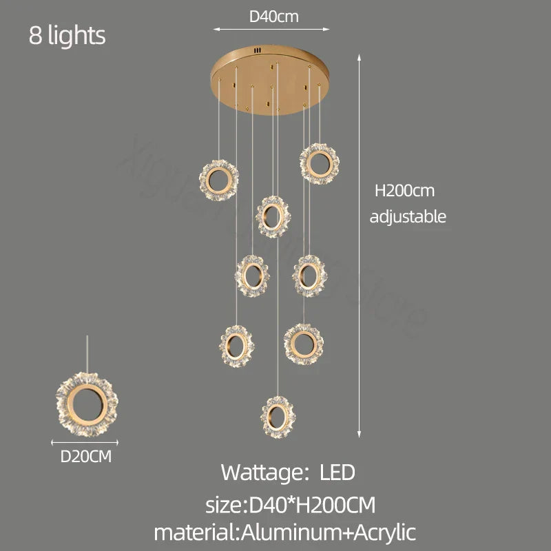 Modern Flower Ring LED Chandelier for High-Rise Duplex Living & Dining Rooms