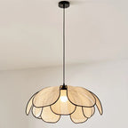 Petal Rattan Pendant Lamp, Elegant Ceiling Light for Dining Room & Living Space