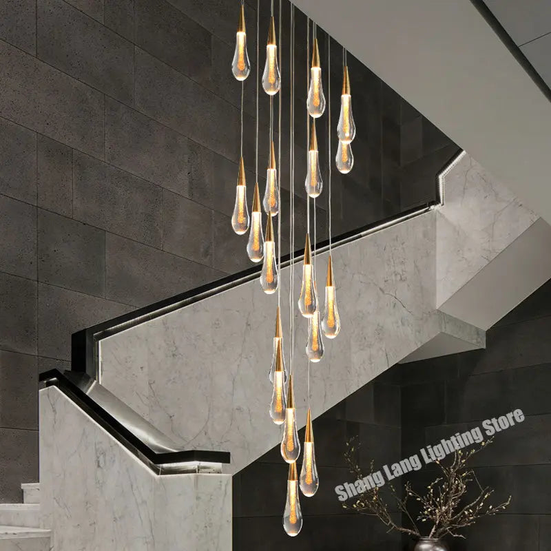 Luxury Crystal Ceiling Chandelier for Staircase, Villa, Kitchen Island, Hallway