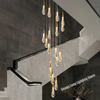 Luxury Crystal Ceiling Chandelier for Staircase, Villa, Kitchen Island, Hallway