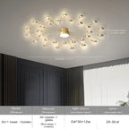 Copper Fireworks LED Ceiling Chandelier for Modern Bedroom and Living Room Decor