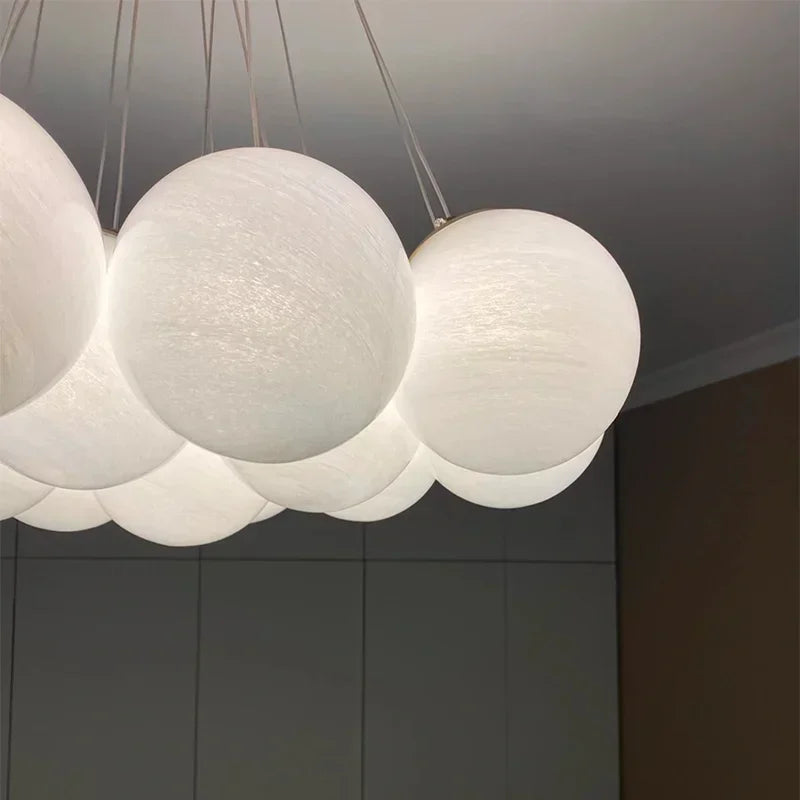 Glass Ball Chandelier: Modern French Style Ceiling Lamp for Home.