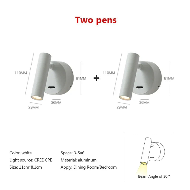 Minimalist LED Wall Lamp: Adjustable Rotation and Folding for Bedroom, Living Room Decoration