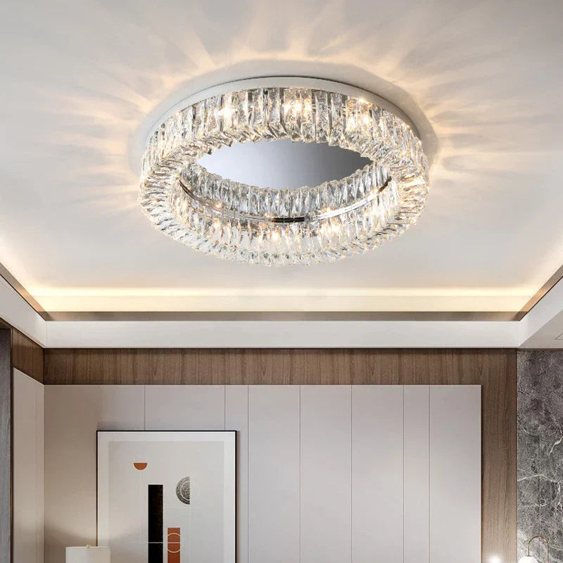 Crystal LED Ceiling Lights: Luxury Lighting Fixture for Living, Dining, Kitchen, and Bedroom