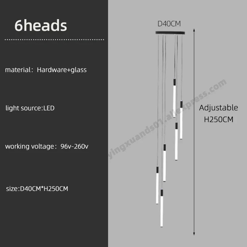 Modern LED Chandelier Pendant Light for Loft Staircase Lighting