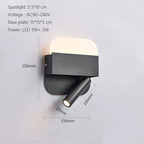 LED Wall Lamp USB Charging Bedroom Hotel Bedside Reading Sconce Switch