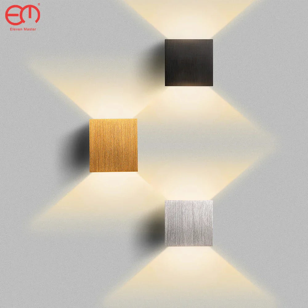 LED Up Down Wall Lamps: Gold & Silver Aluminium Wall Light for Bedroom, Living Room, Corridor