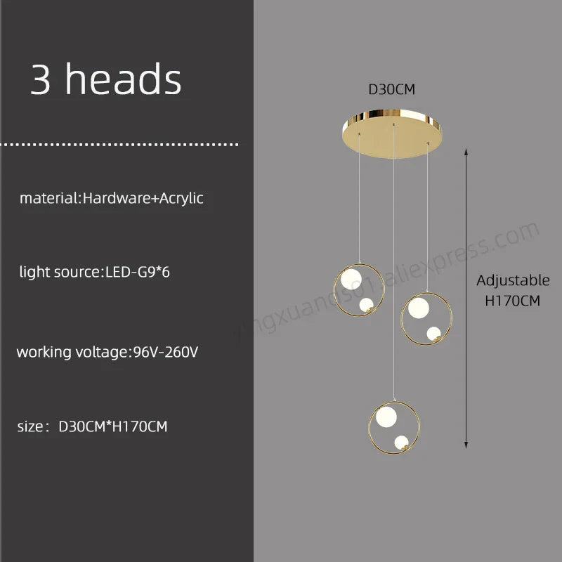 Modern Loft Chandelier Staircase Pendant Light Fixture - Designer Suspension Lustre