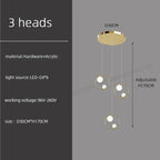 Modern Loft Chandelier Staircase Pendant Light Fixture - Designer Suspension Lustre