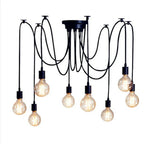 Spider Black Pendant Light: Industrial Edison Chandelier, Ceiling Mount, DIY Fixture