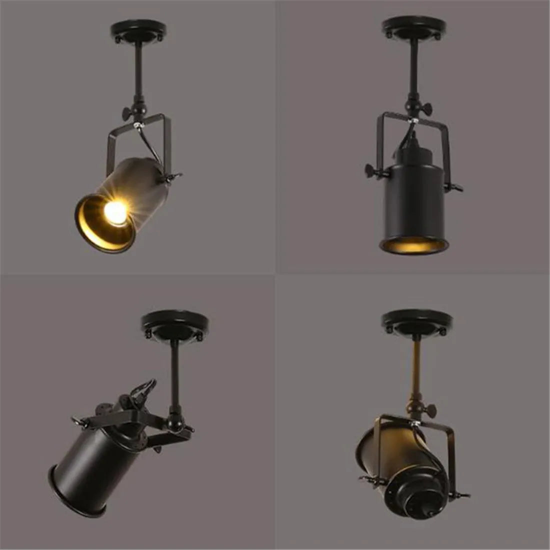 Black Wrought Iron Spotlight Accent Lamp - Adjustable Flush Mount Lighting