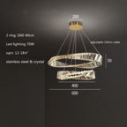 Gold Steel Rings Crystal Pendant Light
