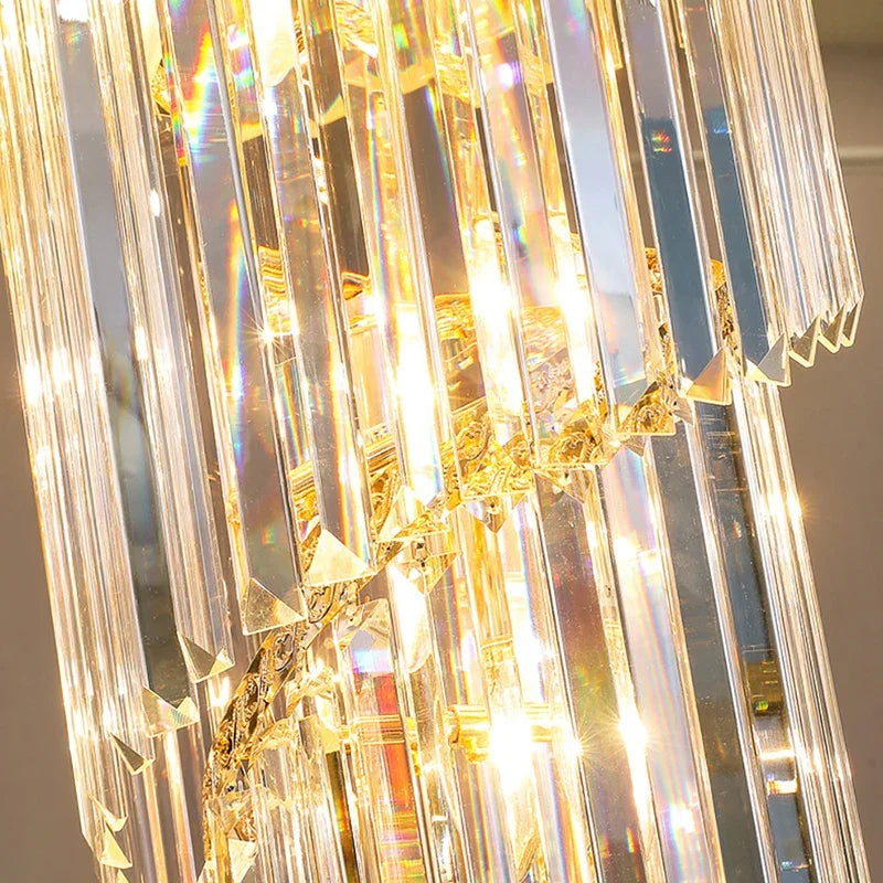 LED Crystal Chandelier: Modern Luxury Rotating Staircase Decorative Lighting Fixtures