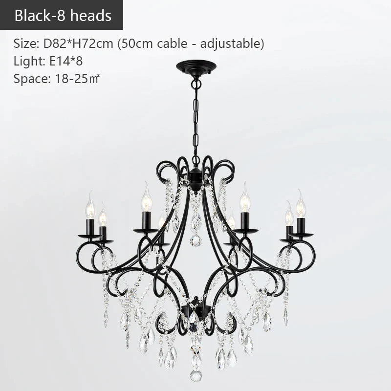 Iron Crystal Chandelier: Modern Luxury Industrial Style for Home Living/Dining Room