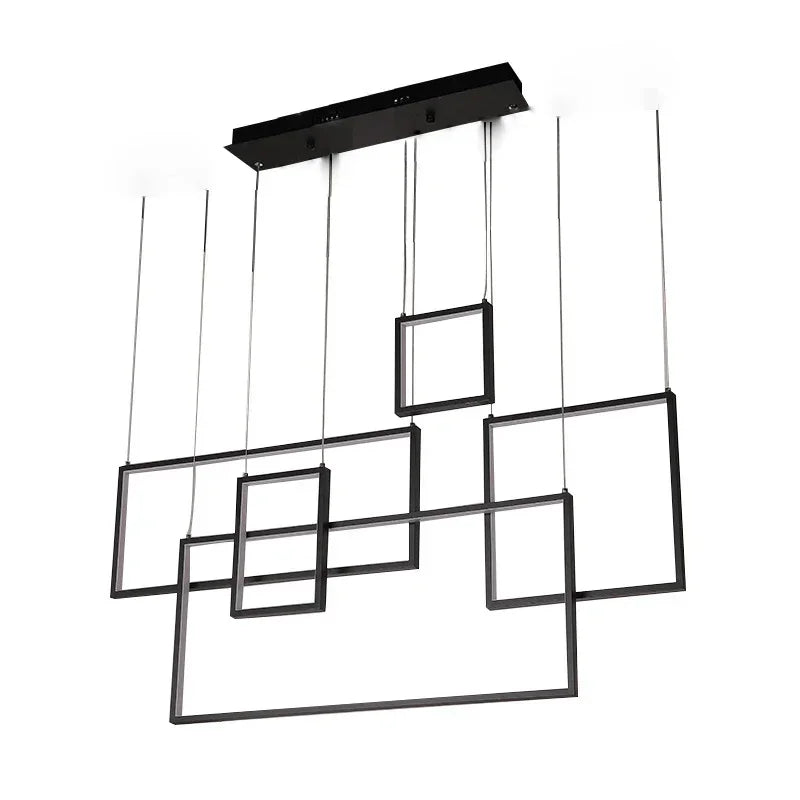 Modern LED Rectangle Pendant Chandelier for Living Room Dining Room Stair Loft Lighting