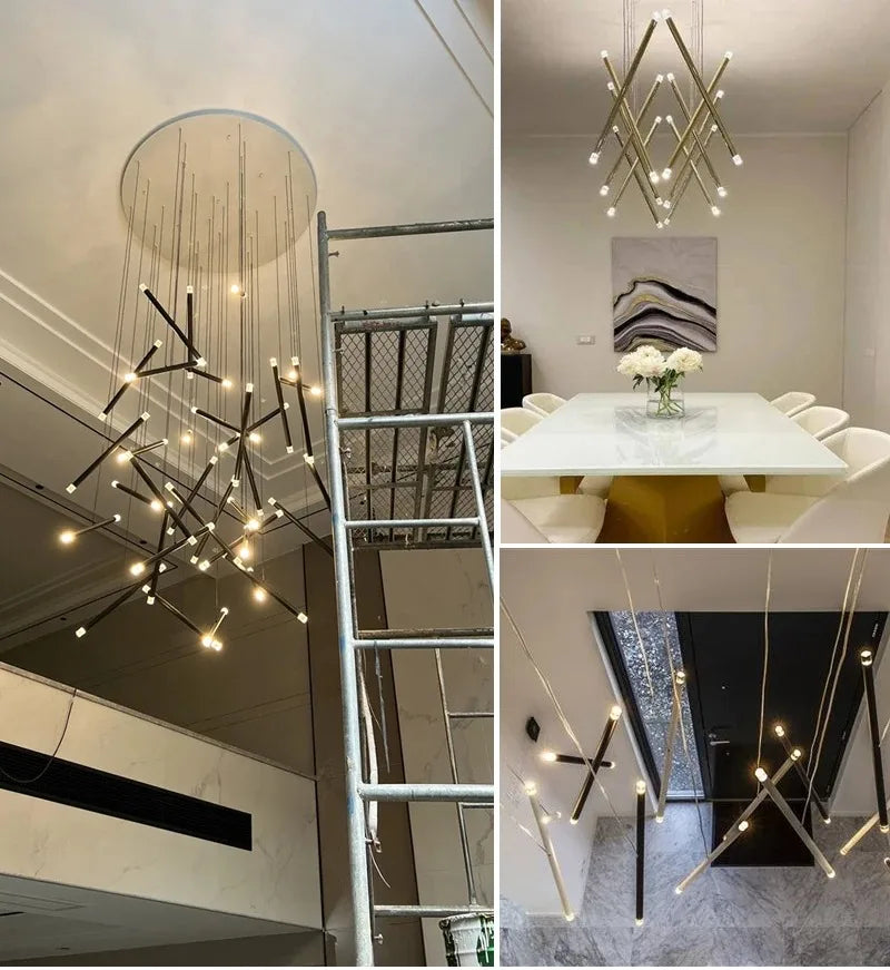 Modern Tube Design LED Chandelier - Gold/Chrome/Black Luxury Home Decor & Kitchen Lighting