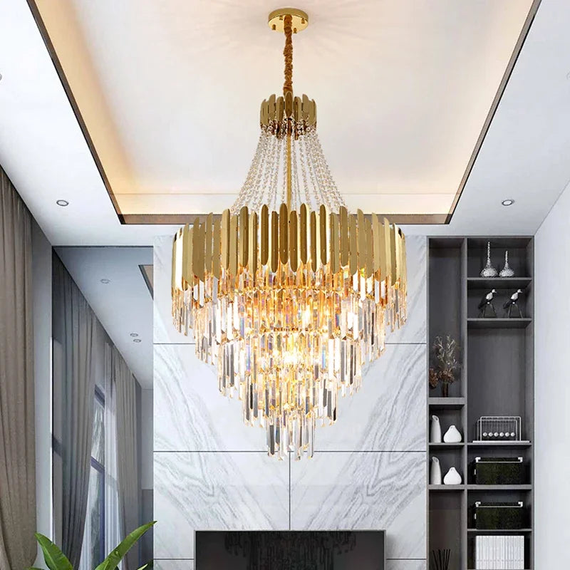 Modern Round Crystal LED Chandelier for Living & Dining Room
