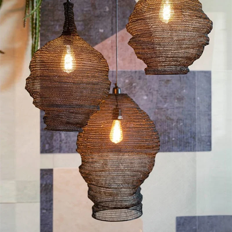Mesh Pendant Light: Modern Irregular Shapes Kitchen Island Suspension Lighting