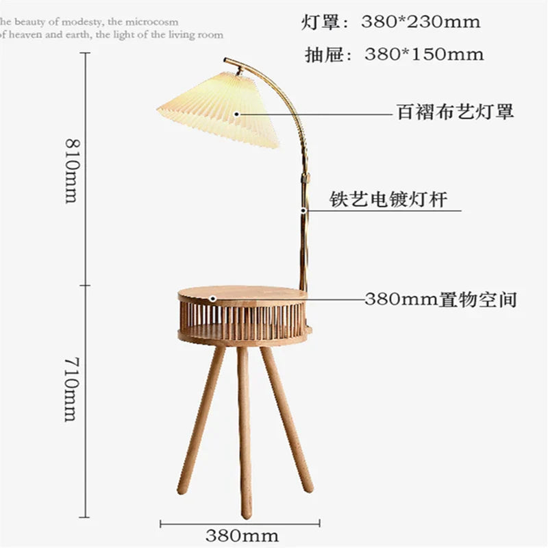 Nordic Wooden LED Corner Floor Lamp for Bedroom and Living Room