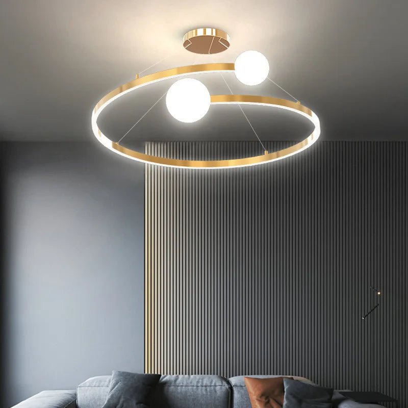 Nordic Ring Chandelier: Bubble LED Pendant Light for Living Room & Bedroom