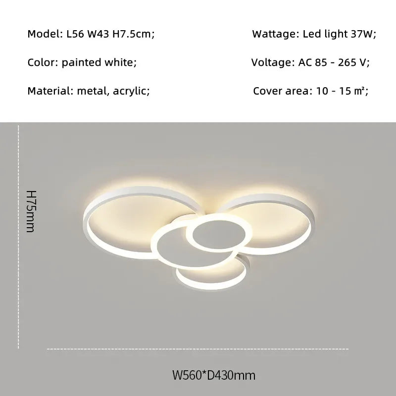 Modern Circles LED Dimmable Chandelier: Minimalist Nordic Living Room & Bedroom Lighting