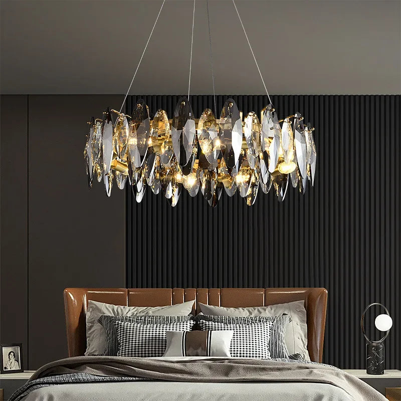 Crystal Ceiling Chandelier: Modern Luxury E14 Lighting Fixture for Home Decor