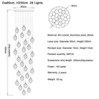 Diamond Crystal Ball Chandelier, Luxury LED Light Fixture for Staircase and Living Room