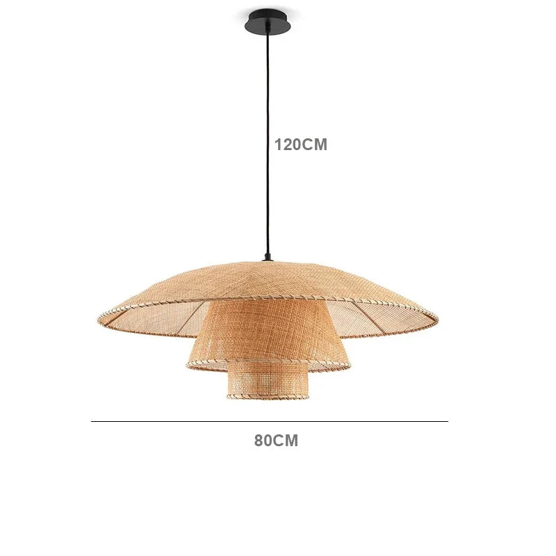 Petal Rattan Wicker Chandelier for Tea House Dining Room