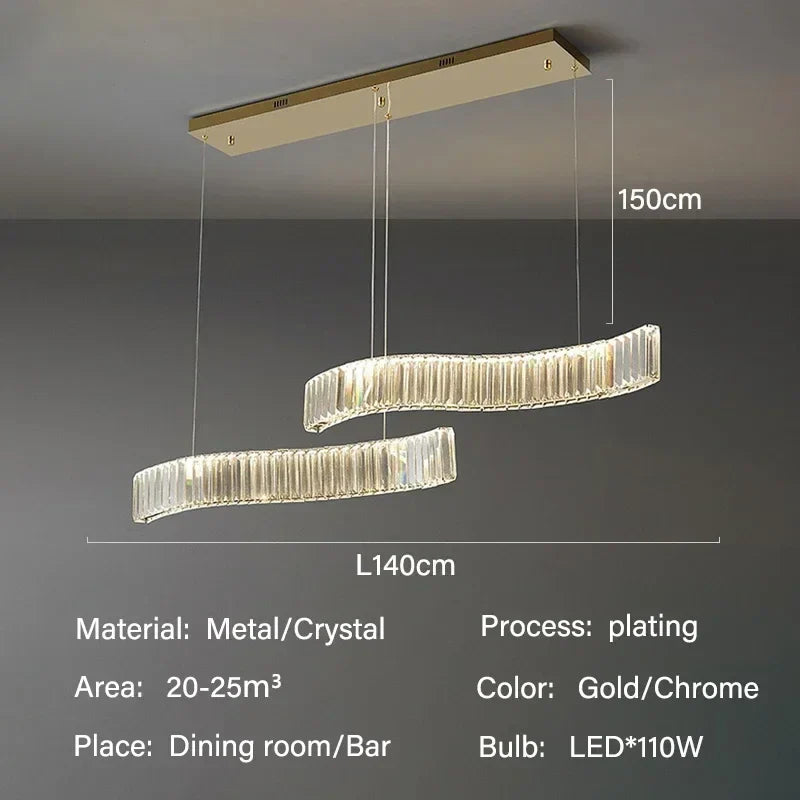 Crystal Pendant LED Chandelier for Luxurious Dining, Kitchen, and Villa Decor