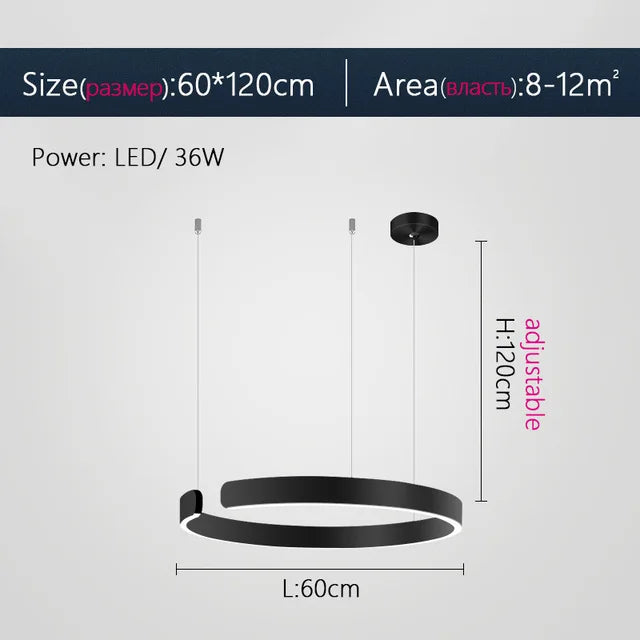 Modern Semicircle LED Chandelier Stainless Steel Lighting