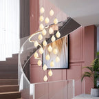 Magnolia Ceramic LED Chandelier for Duplex Living Room and Dining Room