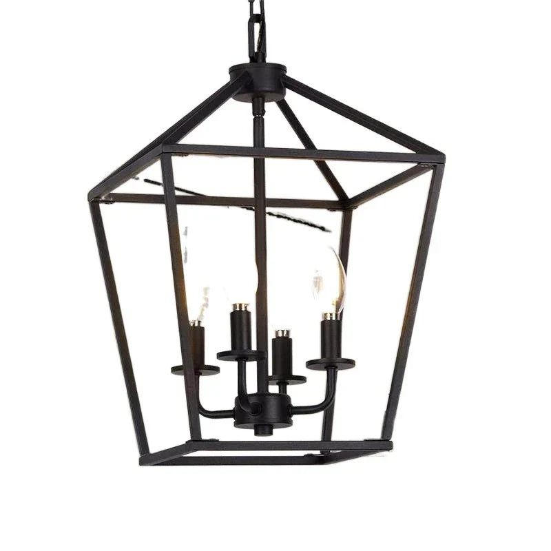 Vintage Bird Cage Candle Chandelier: Retro Industrial Hanging Lamp for Home Decor