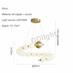 Modern Copper LED Chandelier for Living Room, Bedroom, Dining, Kitchen Decor