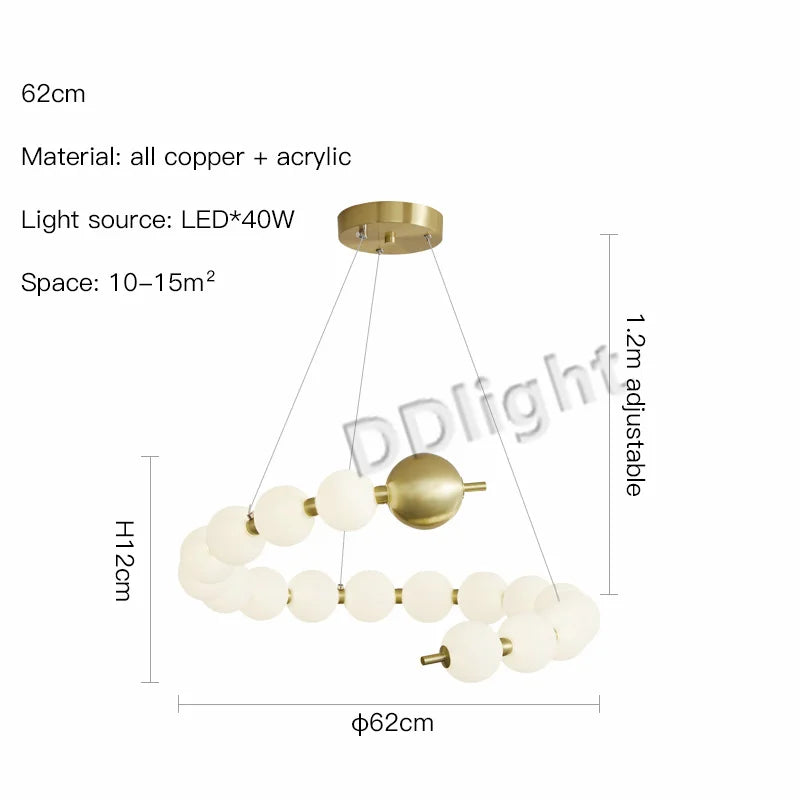 Modern Copper LED Chandelier for Living Room, Bedroom, Dining, Kitchen Decor