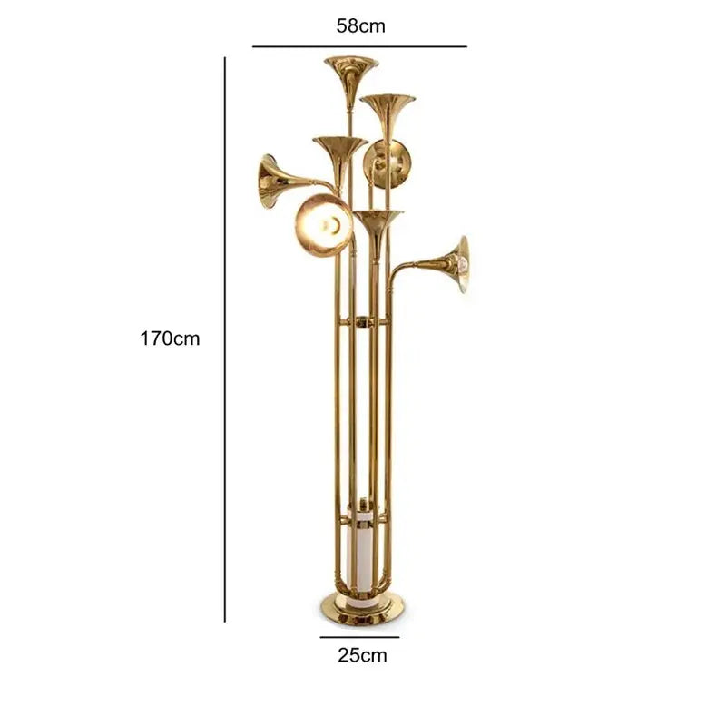 Gold Flared Trumpet Chandelier for Kitchen, Hall, Study, Drawing Room