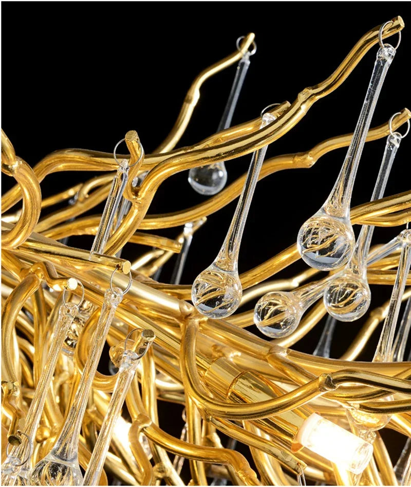 Golden Branch Crystal Chandelier – Luxe Living Room & Hotel Lobby Decor
