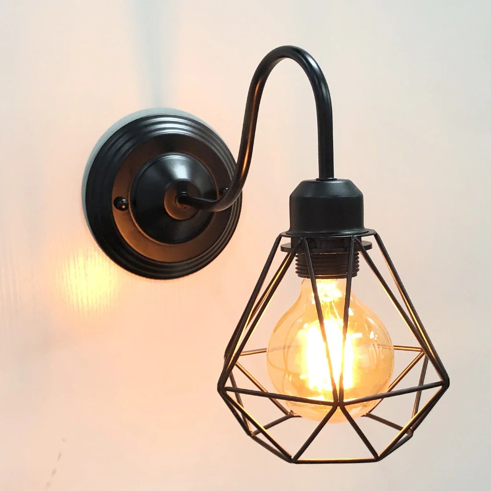 Industrial Cage Wall Lamp Vintage Retro Loft LED Sconce E27