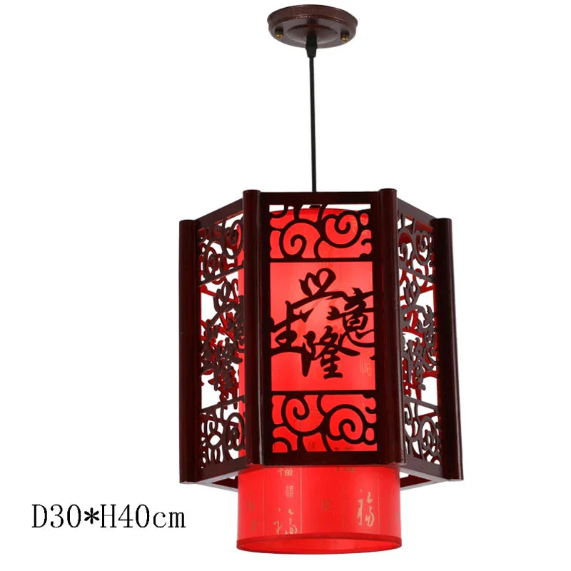 Antique Wood Pendant Lights for Dining Room, LED Living Room Decor Lighting Fixtures