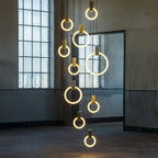 LED Wooden Staircase Chandelier Ceiling Lights - Modern Hanging Pendant Lamps