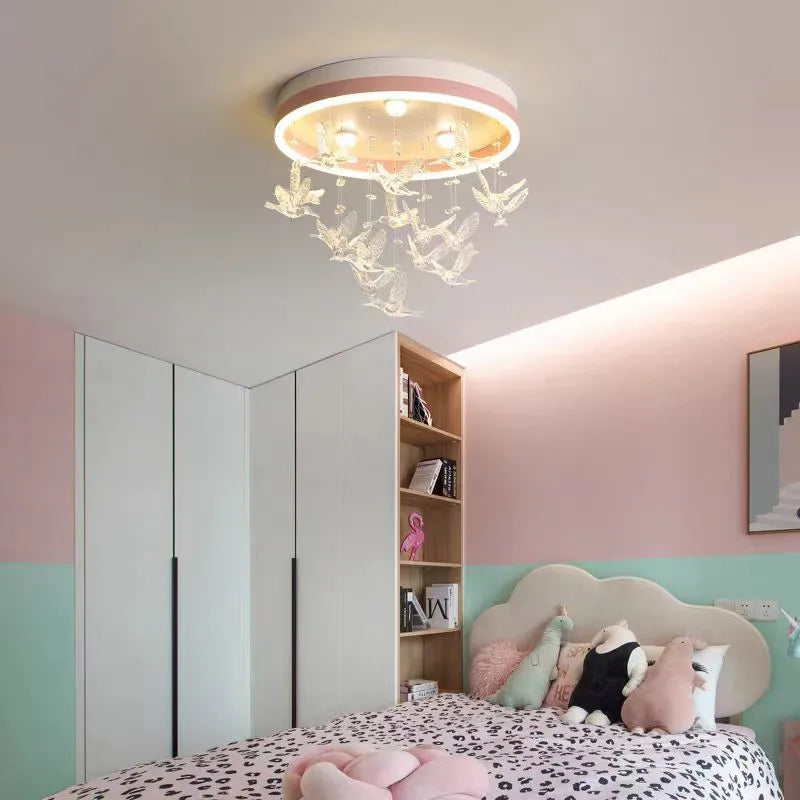 Flying Bird Ceiling Light: Fashionable and Romantic Kid's Room Decor Lamp