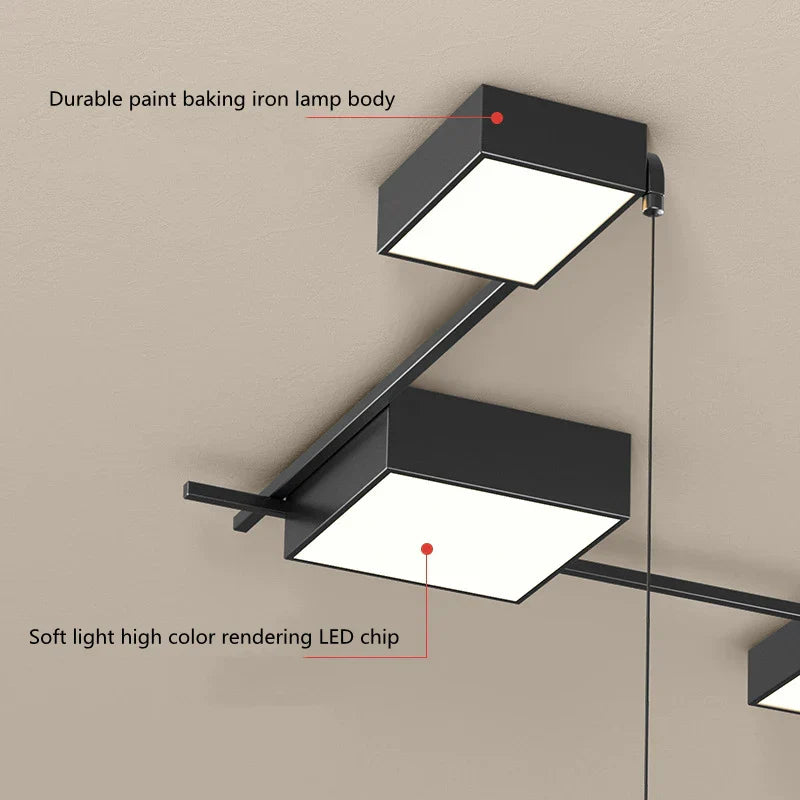 Minimalist Black LED Ceiling Chandelier for Living Room, Bedroom, Hallway Lighting