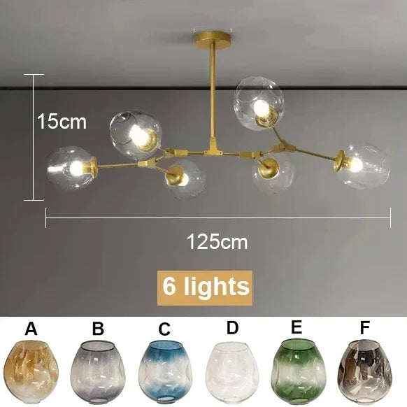 Molecular Design Glass Chandelier Ceiling Pendant for Luxury Living & Dining Rooms