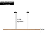 Dimmable Wooden Pendant Lamp: Long Strip Minimalist Hanging Indoor Lighting