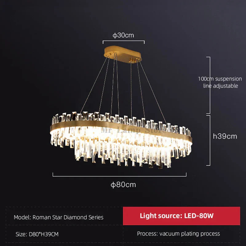 Ring Double-layer Crystal Chandelier for Living Room Dining Room Led Pendant