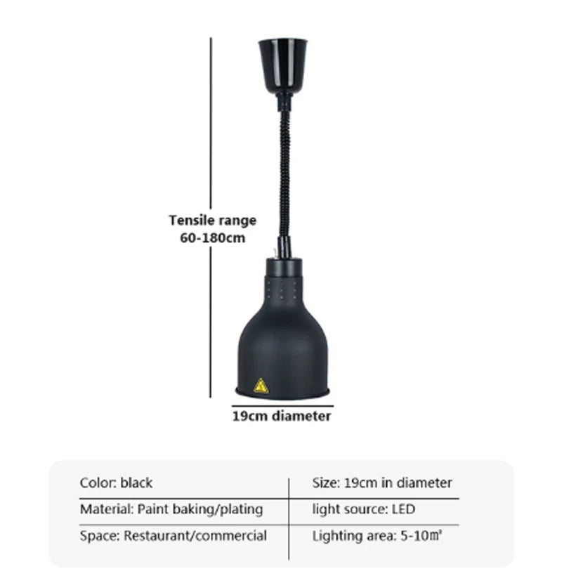 Electric Food Heat Lamp: Telescopic Pendant Light for Restaurant's Kitchen Fixtures