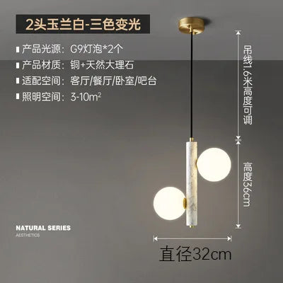 Scandi Marble Pendant Light White Glass Ball Bedroom Living Room Bar Lamp Afralia™